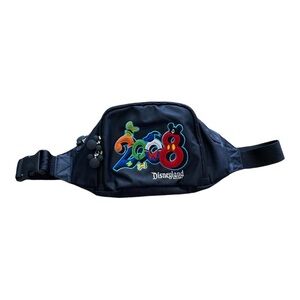 Disneyland 2008 Black Belt Fanny Pack Multiple Pockets Mickey Head Zipper Pulls